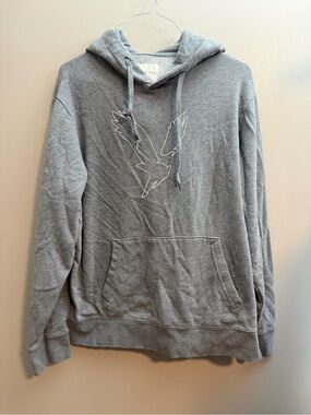 American Eagle Outfitters Grey Hooded Sweatshirt with Eagle Outline